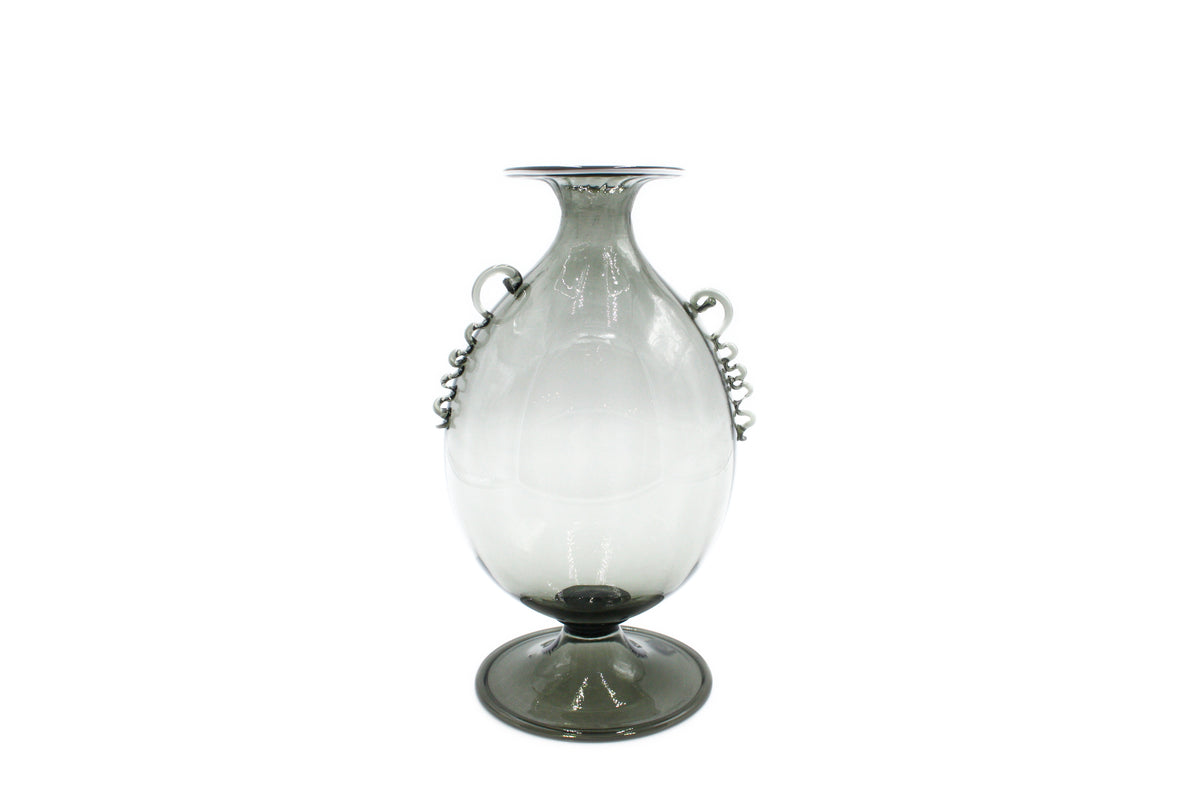 Vaso alto grigio con bordo bianco