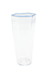 Set of 2 glasses - Transparent hexagonal glass with blue rim - flute