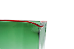 Caraffa esagonale verde con bordo rosso