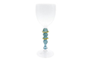 White and water green goblet - filigree - Veronese