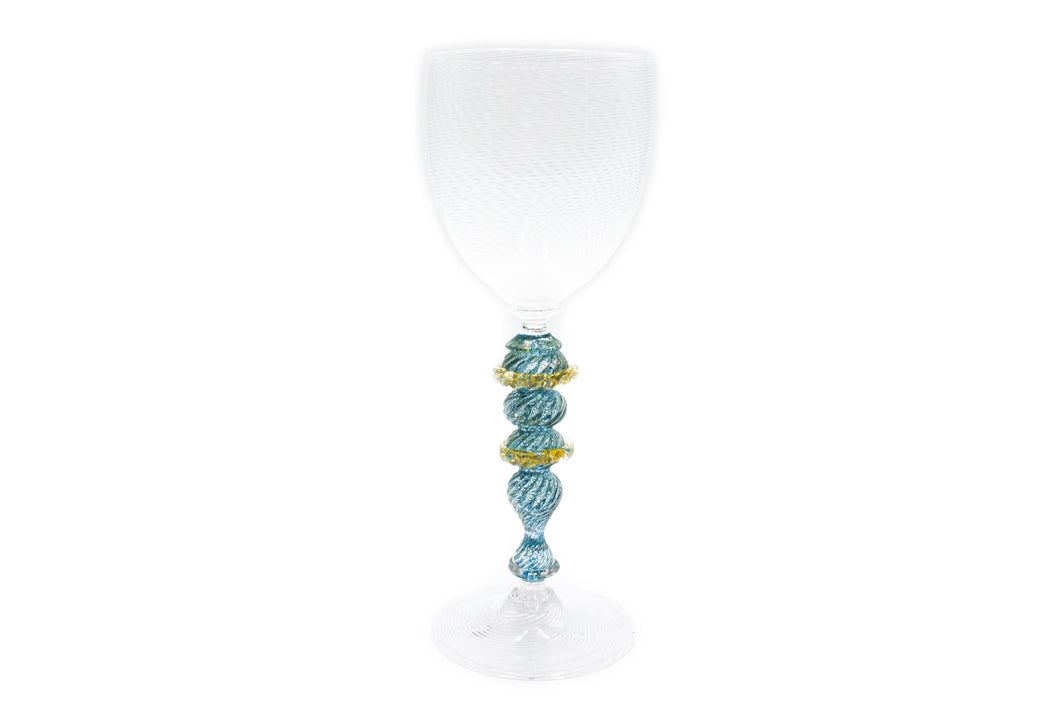 White and water green goblet - filigree - Veronese
