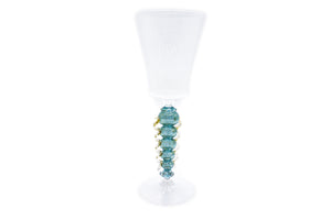 White and water green goblet - filigree - cone