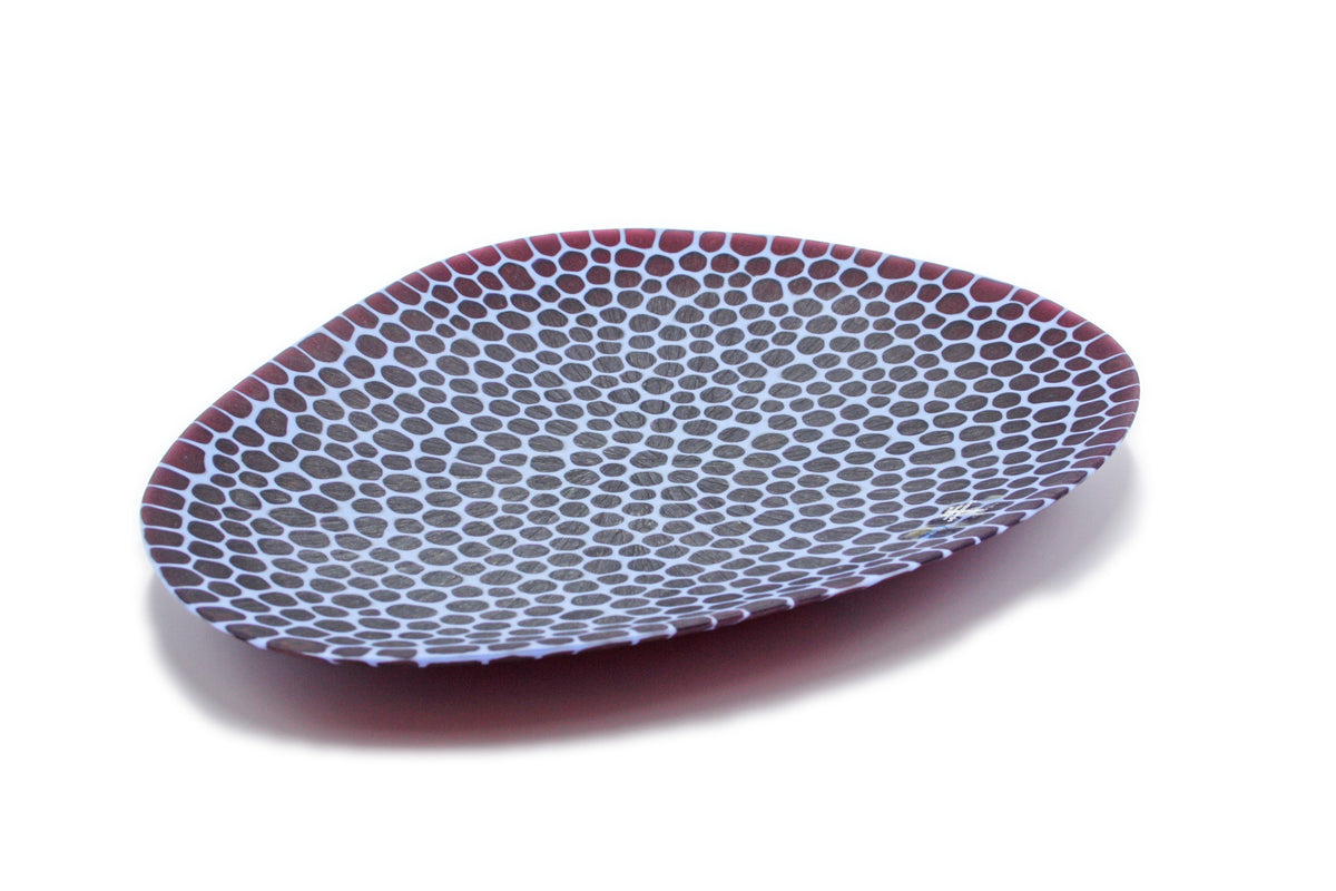 Ciotola ovale grande blu e rossa