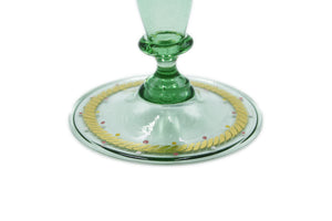 Green goblet - decorated - hexagonal