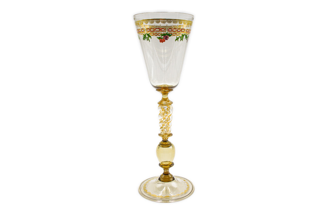 Smoked goblet - decorated - flute
