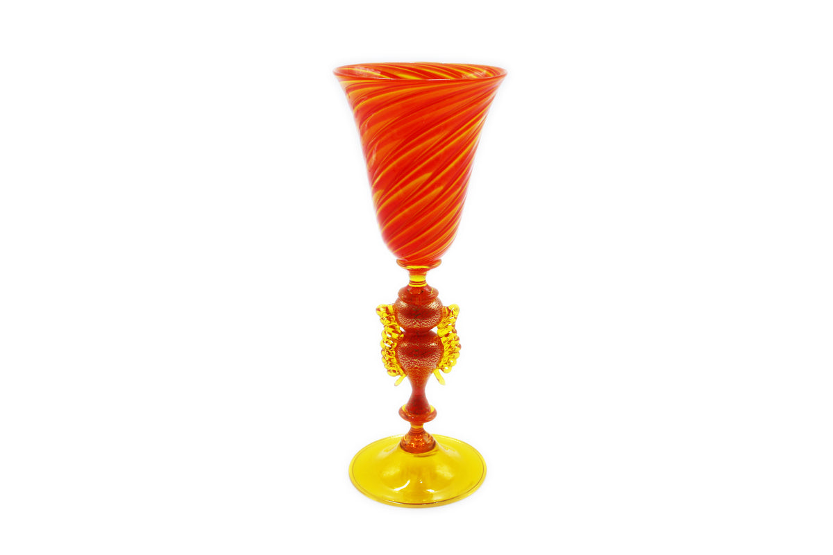 Calice nives arancione e giallo pennato