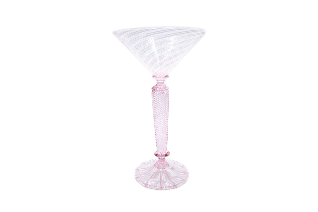 Pink goblet - reticello - martini glass