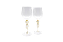 Load image into Gallery viewer, Set of 2 glasses - Crystal goblet with gold stem - closed tulip
