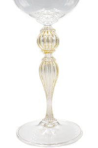 Set of 2 glasses - Crystal goblet with gold stem - closed tulip