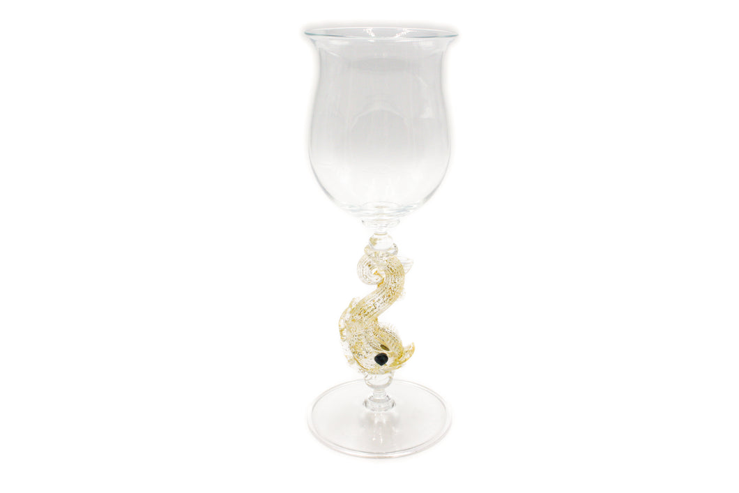 Crystal chalice - with gold dolphin - tulip