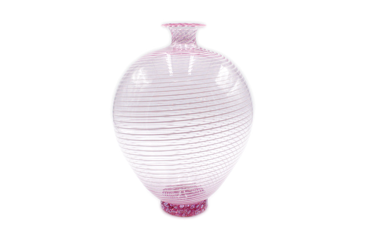 Vaso in filigrana rosa e bianco