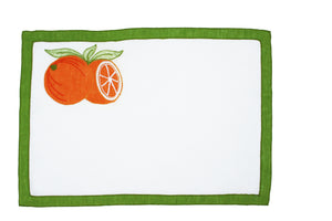 Orange rectangular Zagare placemat and napkin set