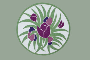 Set-di-2 tovagliette e tovaglioli - Tulipano - verde/viola/rosa