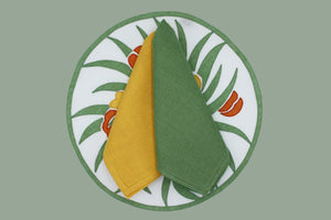Set-di-2 tovagliette e tovaglioli - Tulipano - verde/giallo/arancio