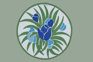 Set-di-2 tovagliette e tovaglioli - Tulipano - verde/azzurro/blu