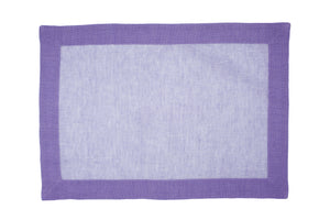 Set tovaglietta e tovagliolo di lino Clio viola e bianco
