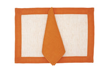 Load image into Gallery viewer, Marignolle orange and white placemat and napkin set
