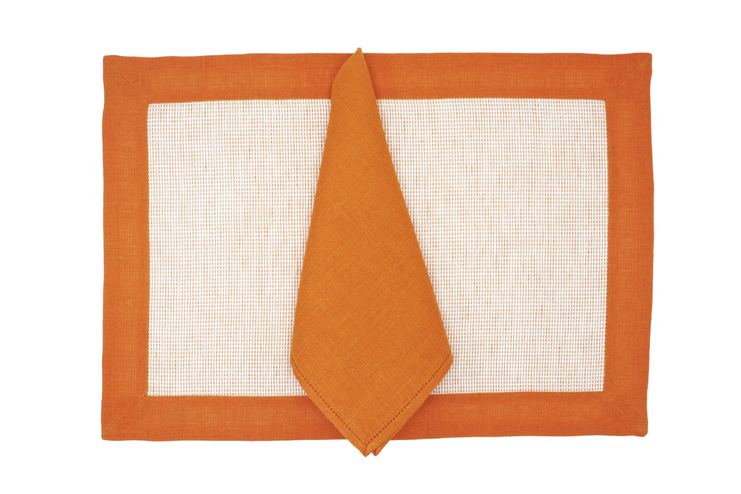 Marignolle orange and white placemat and napkin set