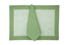 Load image into Gallery viewer, Clio green 61 and white placemat and napkin set
