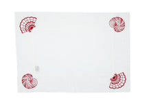 Carica l&#39;immagine nel visualizzatore di Gallery, Set tovaglietta e tovagliolo Conchiglie rosso/bianco
