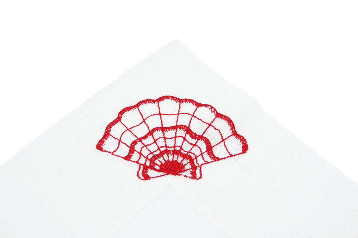 Set tovaglietta e tovagliolo conchiglie rosso/bianco