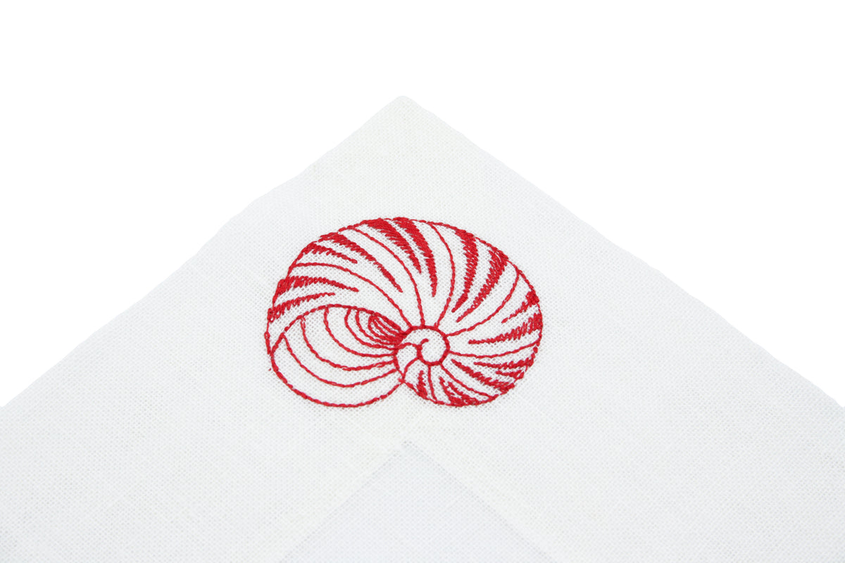 Set tovaglietta e tovagliolo conchiglie rosso/bianco