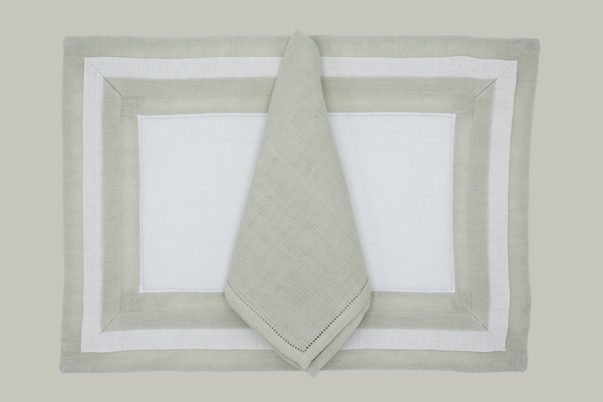 Set tovaglietta e tovagliolo verbena bianco/ecrù