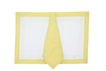 Carica l&#39;immagine nel visualizzatore di Gallery, Set tovaglietta e tovagliolo Capri giallo chiaro/panna/bianco
