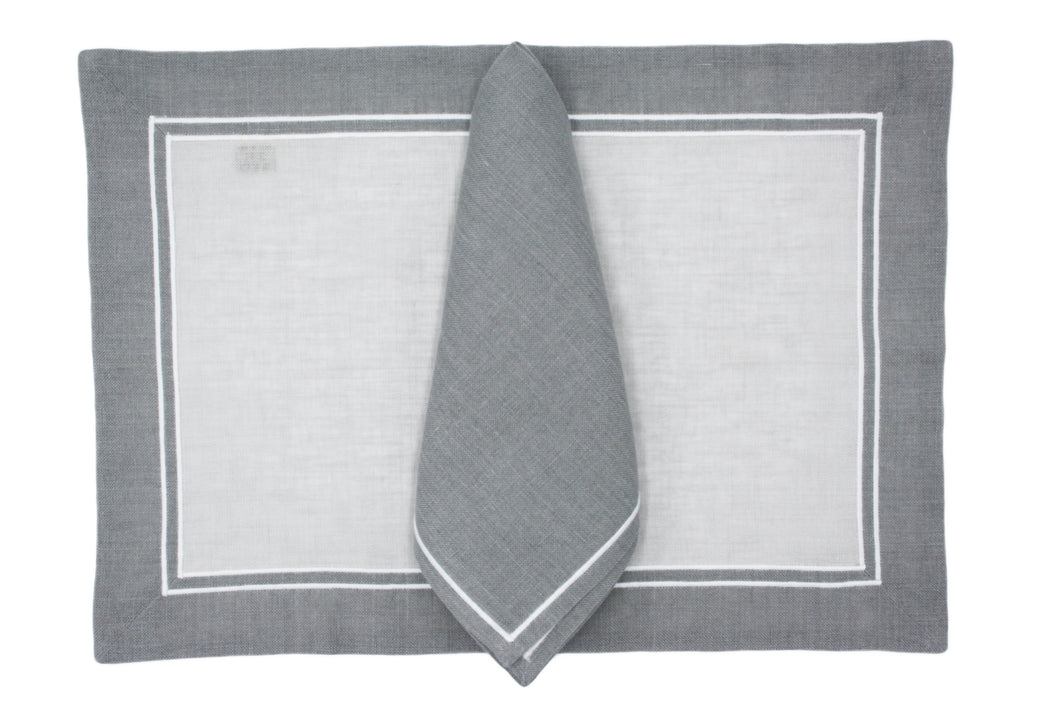 Giglio gray / white placemat and napkin set