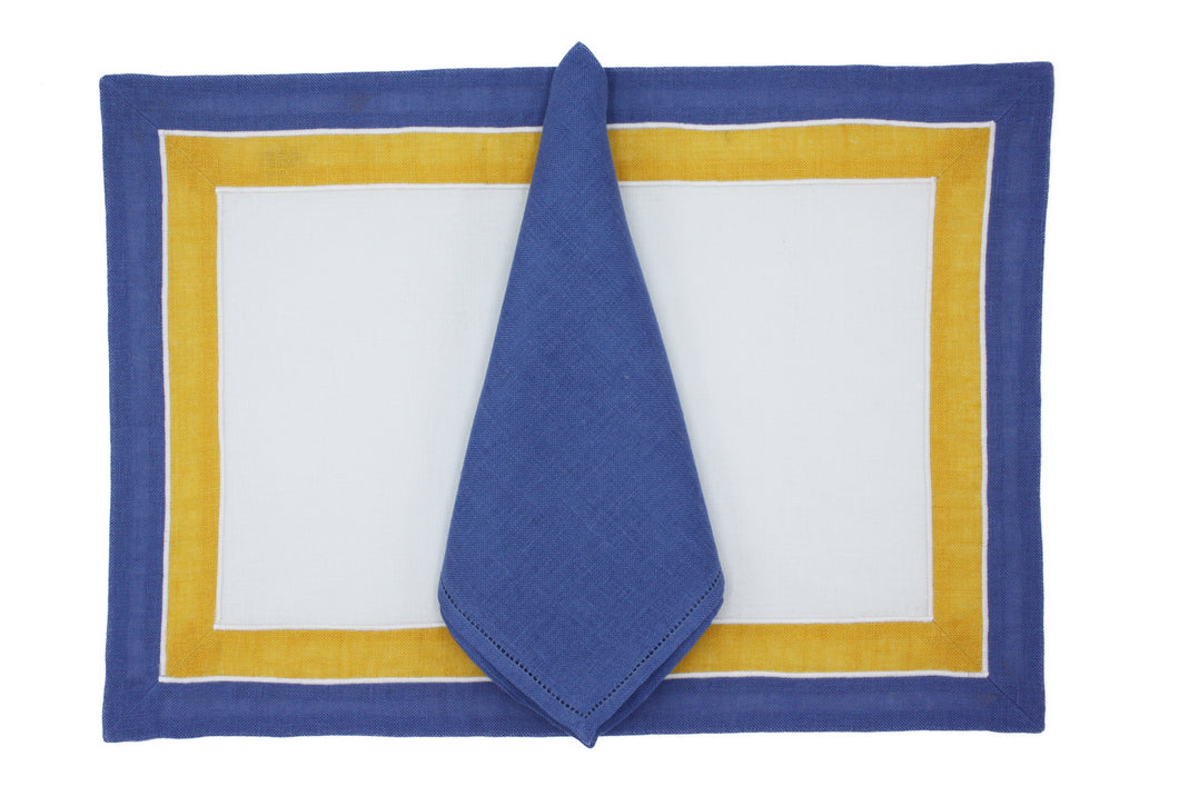 Lipari placemat and napkin set blue / yellow / blue
