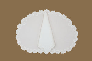 Set-of-2 placemats and napkins - curls - cream