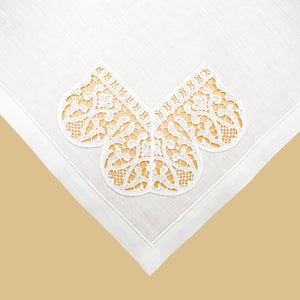 Set-of-2 placemats and napkins - Macrame with lace - cream