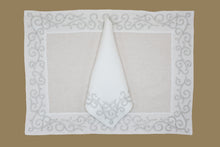 Load image into Gallery viewer, Set-of-2 placemats and napkins - Arabeschi - silver
