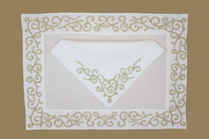 Set-of-2 placemats and napkins - Arabesques - gold