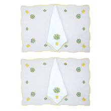 Carica l&#39;immagine nel visualizzatore di Gallery, Set-di-2 tovagliette e tovaglioli - Albero limoni con vaso - giallo/verde
