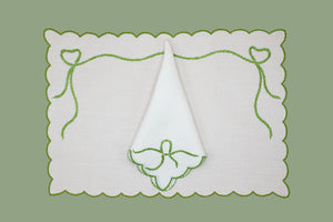Set-of-2 placemats and napkins - Bow - green