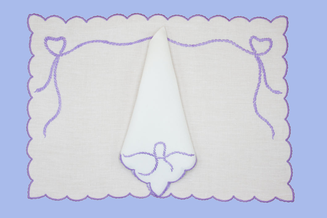 Set-of-2 placemats and napkins - Bow - purple