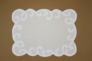 Set-of-2 placemats and napkins - curls - cream / white