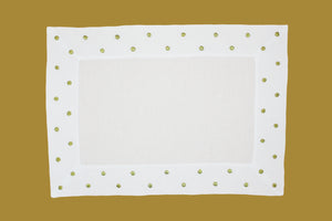 Set-of-2 placemats and napkins - Polka dots - white and gold