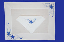 Load image into Gallery viewer, Set-of-2 placemats and napkins - Starfish - blue

