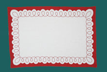Load image into Gallery viewer, Set-of-2 placemats and napkins - coral / white
