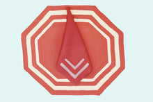 Load image into Gallery viewer, Set-of-2 placemats and napkins - Octagonal with two bands - coral
