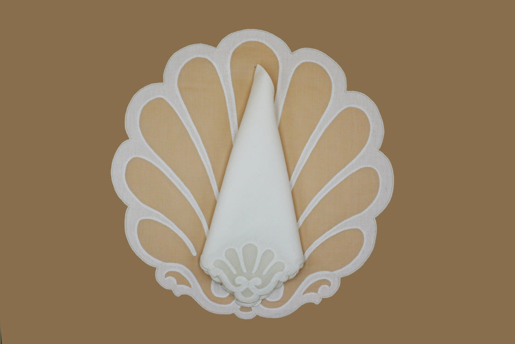 Set-of-2 placemats and napkins - Seashell - cream
