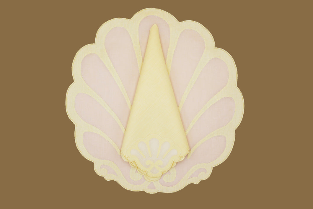 Set-of-2 placemats and napkins - Seashell - yellow