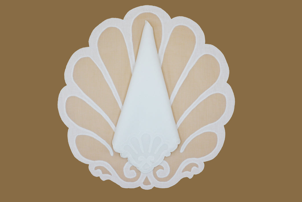 Set-of-2 placemats and napkins - Seashell - white