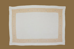Set-of-2 placemats and napkins - flowers and polka dots - cream