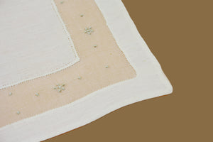 Set-of-2 placemats and napkins - flowers and polka dots - cream