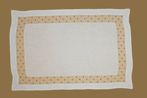 Set-of-2 placemats and napkins - polka dot - cream / red