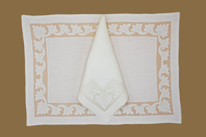Set-of-2 placemats and napkins - Leaves - cream