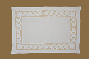 Set-of-2 placemats and napkins - Leaves - white